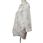 Lands End No Iron Supima Cotton Floral Button Down Shirt Womens Size 6 White