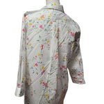 Lands End No Iron Supima Cotton Floral Button Down Shirt Womens Size 6 White