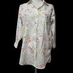 Lands End No Iron Supima Cotton Floral Button Down Shirt Womens Size 6 White