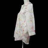 Lands End No Iron Supima Cotton Floral Button Down Shirt Womens Size 6 White
