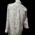 Lands End No Iron Supima Cotton Floral Button Down Shirt Womens Size 6 White