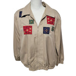 Alfred Dunner Petite Jacket Embroidered Shoulder Pads Womens 16 Tan Vintage