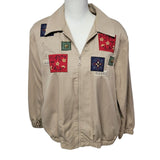 Alfred Dunner Petite Jacket Embroidered Shoulder Pads Womens 16 Tan Vintage