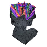 Kuma Sport Nylon Sweatsuit Jacket Pant Vintage Purple Zipper Vintage Large Black