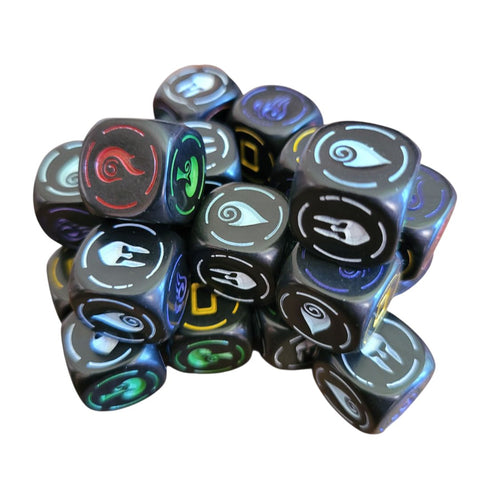Heroes Game Dice Role Playing Elements Fire Water Black 25 Pieces Replacement