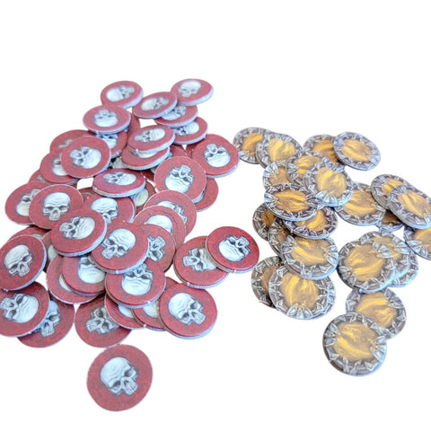 Heroes Game Tokens Round Cardboard Replacement Pieces Parts Gem Skull Role Play