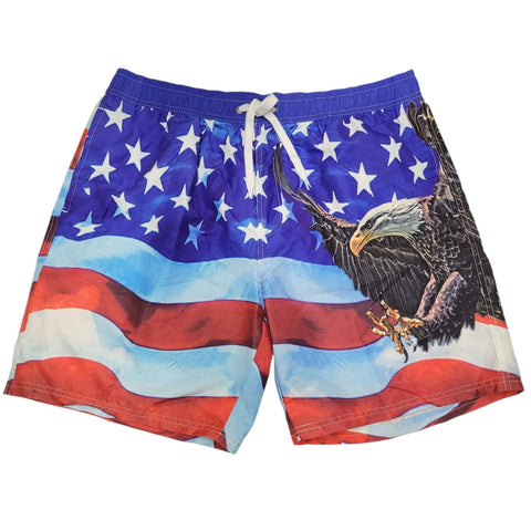 George Eagle Swim Trunks Mens XL American Flag Stars Stripes Murica Patriotic