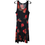 Lularoe Dress Sleeveless Black Red Roses Pockets Womens 2X Basic Classy