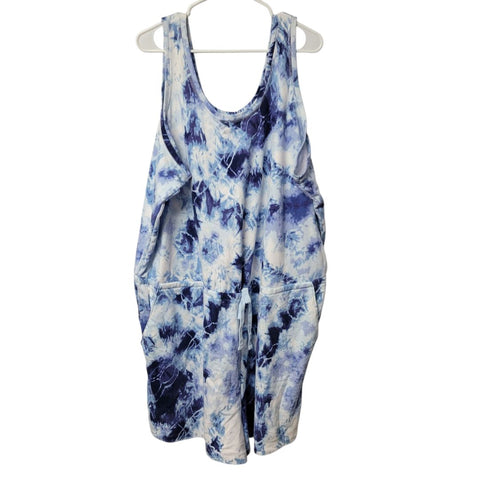 Old Navy Romper Thick Warm Sleeveless Tank Shorts Womens Plus 4X Blue Tie Dye