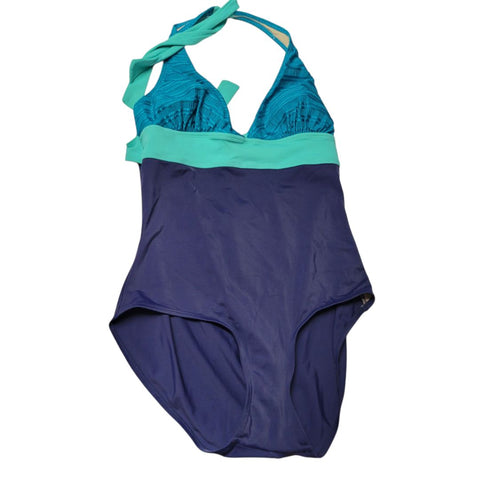 Islander Swimsuit One Piece Halter Blue Womens 12 Summer Beach Pool Vacation