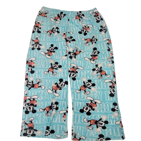 Disney Mickey Mouse Pajama Pants Fuzzy Fluffy Blue Womens Large Stretch Waist
