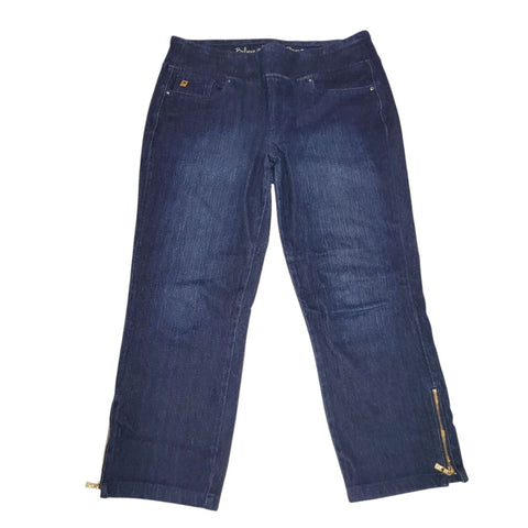 Belle Kim Gravel Capri Pants Jeans Denim Zip Ankle Womens 12