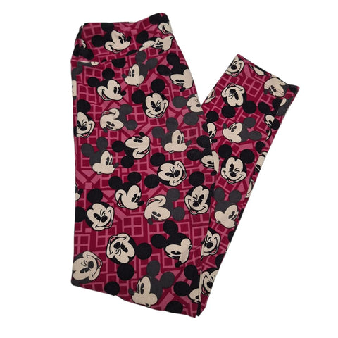 Lularoe Disney Leggings Mickey Mouse Pink One Size Standard Womens Soft Pink
