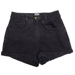 ASOS Black denim shorts womens size 4 high rise rolled hem cotton