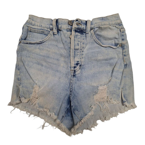 Celebrity Pink Rebel Distressed Denim Light Wash Shorts Womens 7/28 Raw Hem
