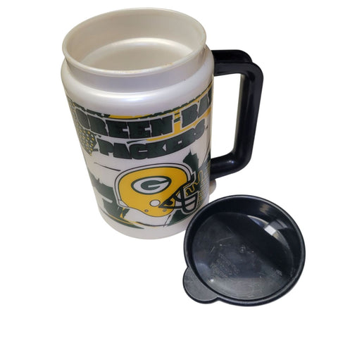 Green Bay Packers Cup Plastic 90s Yellow Helmet Football Lid Handle Collect NFL