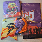 Knocked Down Party Decoration Bundle Tablecloth Napkins Balloons Banner Orange