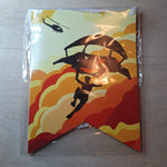 Knocked Down Party Decoration Bundle Tablecloth Napkins Balloons Banner Orange