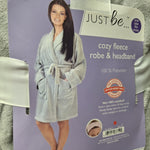 Just Be Cozy Fleece Robe Soft Gray Plush Polyester One Size Fits Most