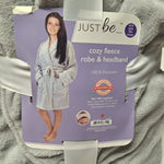 Just Be Cozy Fleece Robe Soft Gray Plush Polyester One Size Fits Most