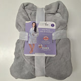 Just Be Cozy Fleece Robe Soft Gray Plush Polyester One Size Fits Most