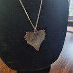 Leaf Shaped Silver Pendant Necklace Intricate Detailed 22 Inch Chain