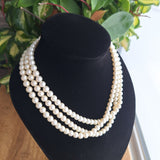 Vintage Multi Strand Faux Pearl Necklace 58 Inch Long Layered