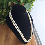 Vintage Multi Strand Faux Pearl Necklace 58 Inch Long Layered
