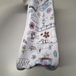 Friends Themed White Travel Cosmetic Bag Doodles Clear Front Window Zip Closure