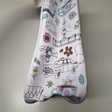 Friends Themed White Travel Cosmetic Bag Doodles Clear Front Window Zip Closure