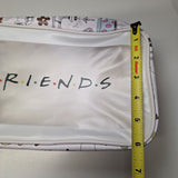 Friends Themed White Travel Cosmetic Bag Doodles Clear Front Window Zip Closure