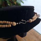 Multistrand Beaded Necklace Sea Shells Wood Beads Long 30 Inch Nautical Tropical
