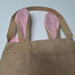Burlap Bunny Tote Bag Happy Easter Banner Rabbit Spring Pink Ears Party Egg Hunt