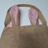 Burlap Bunny Tote Bag Happy Easter Banner Rabbit Spring Pink Ears Party Egg Hunt