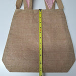 Burlap Bunny Tote Bag Happy Easter Banner Rabbit Spring Pink Ears Party Egg Hunt