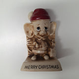 Russ Berrie & Co 1969 Merry Christmas Mouse Figurine Santa Hat Vintage