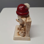 Russ Berrie & Co 1969 Merry Christmas Mouse Figurine Santa Hat Vintage