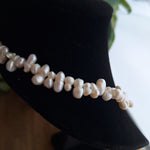 Vintage Freshwater Pearl Necklace Gold Tone Clasp Irregular Shape Elongated