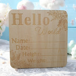 Wooden Baby Birth Announcement Sign 6 Inch Square Infant Photo Prop Boy Girl