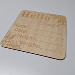 Wooden Baby Birth Announcement Sign 6 Inch Square Infant Photo Prop Boy Girl