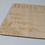 Wooden Baby Birth Announcement Sign 6 Inch Square Infant Photo Prop Boy Girl