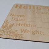 Wooden Baby Birth Announcement Sign 6 Inch Square Infant Photo Prop Boy Girl