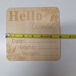 Wooden Baby Birth Announcement Sign 6 Inch Square Infant Photo Prop Boy Girl