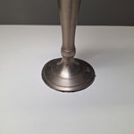 Tall Metallic Candle Holder Felt Base Silver Tone 9 Inch Single