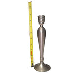 Tall Metallic Candle Holder Felt Base Silver Tone 9 Inch Single