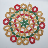 Handcrafted Bamboo Trivet Red Green Accents Round Heat Resistant Mat Deco Center