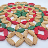Handcrafted Bamboo Trivet Red Green Accents Round Heat Resistant Mat Deco Center