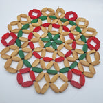Handcrafted Bamboo Trivet Red Green Accents Round Heat Resistant Mat Deco Center