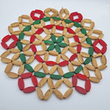 Handcrafted Bamboo Trivet Red Green Accents Round Heat Resistant Mat Deco Center