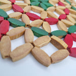 Handcrafted Bamboo Trivet Red Green Accents Round Heat Resistant Mat Deco Center